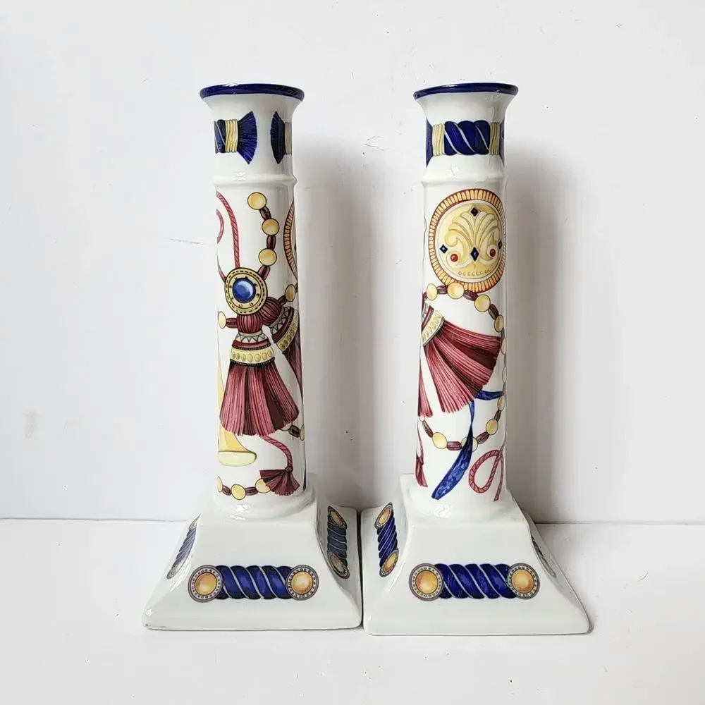 Villeroy & Boch Gallo Design Musical Theme Porcelain Candlesticks Candle Holders